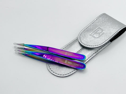 POINTED AND SLANTED TWEEZER SET W/ POUCH